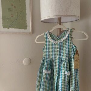 Green and Blue Gingham Dress